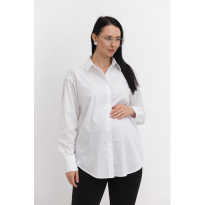 Класична сорочка oversize для вагітних One Size | біла | базова жіноча сорочка | Український виробник